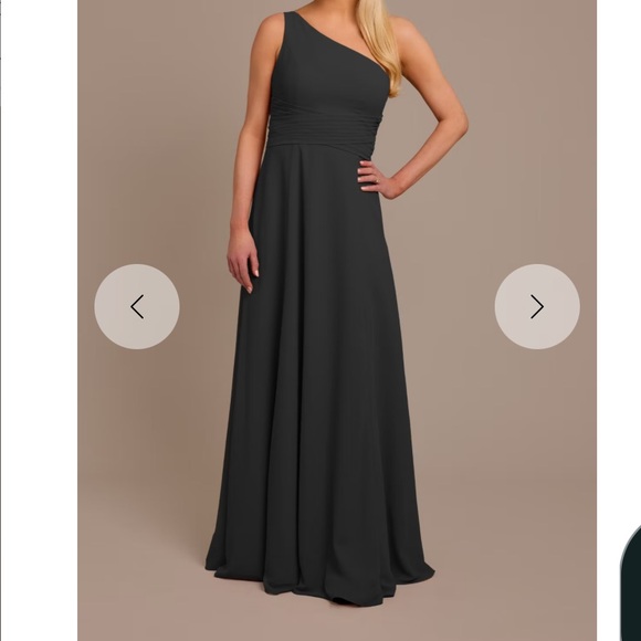 David's Bridal Charcoal One-Shoulder Gown - Picture 1 of 2